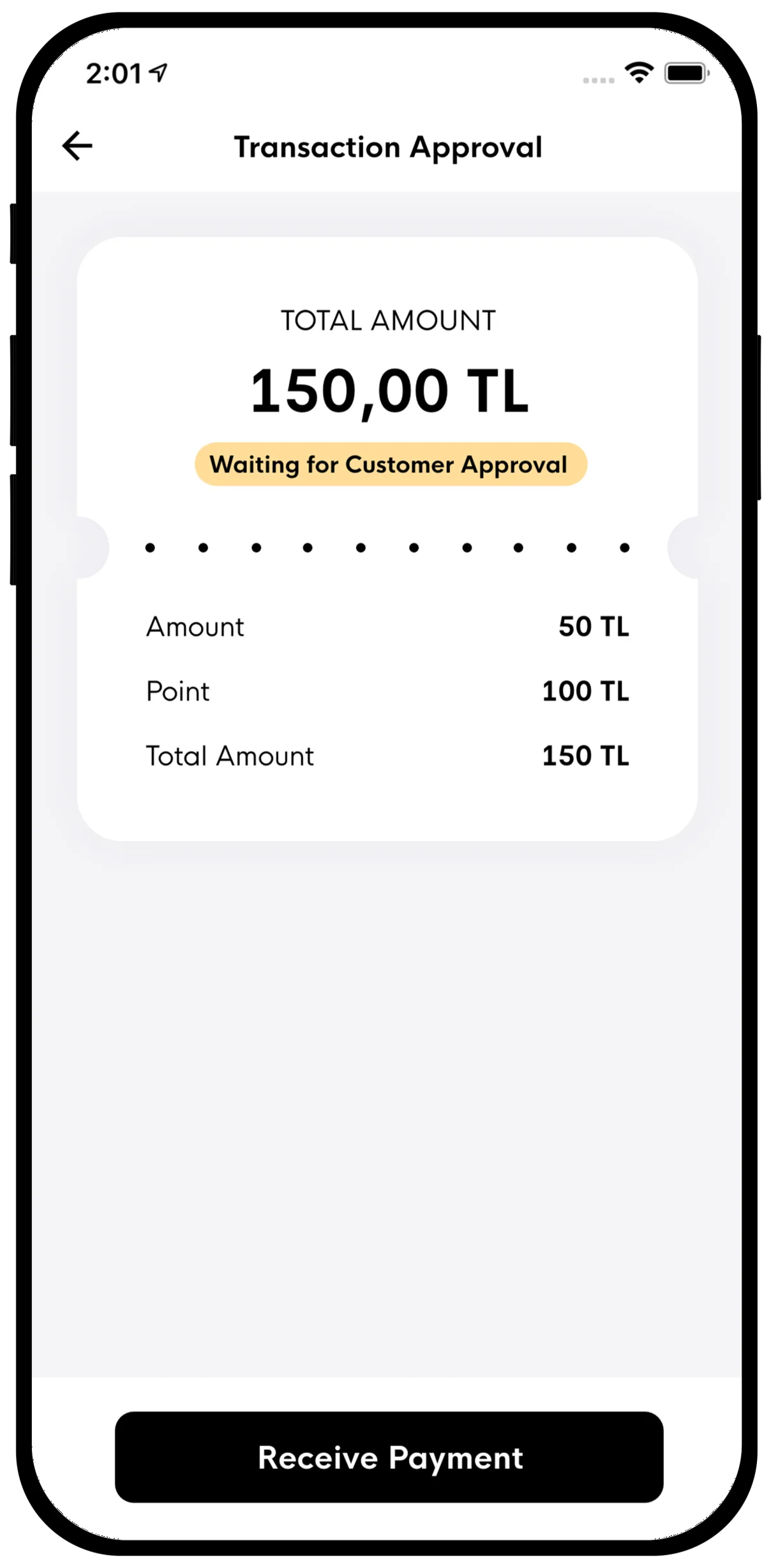 Enter the receipt amount